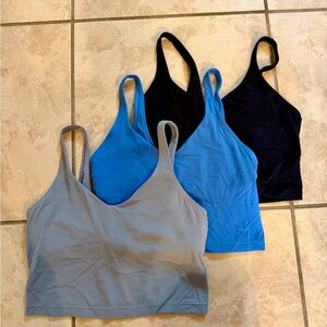 Set of Three Lululemon Align Tank in Blue and Black